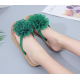 New Comfartable Flower Beach Flat Slippers - Green