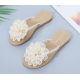 New Comfartable Flower Beach Flat Slippers - White