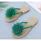 New Comfartable Flower Beach Flat Slippers - Green