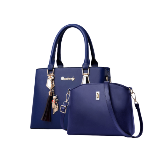 New Classical Branded 2 Piece Leather Handbag-Blue