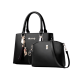 New Classical Branded 2 Piece Leather Handbag-Black 