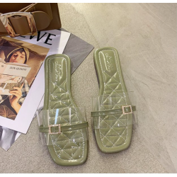 New Transparent Flat Bow Women Slippers - Black