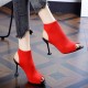 Knitted Elastic Fish Mouth High Heel Sandals -RD