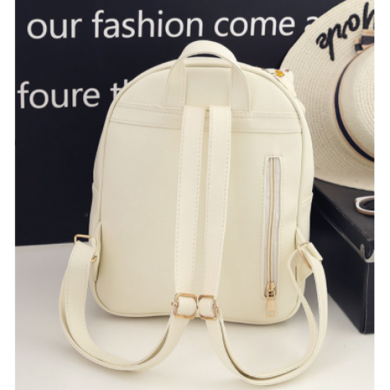 European Style Backpack With Handbag-Cream