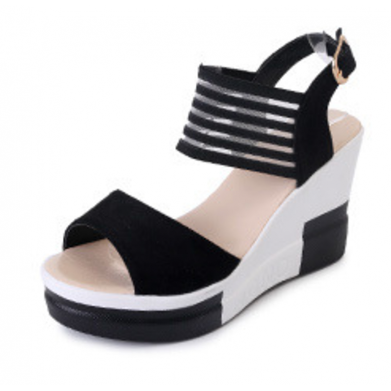 black wedge sandals comfortable
