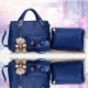 Womens Blue Color Four Piece Shoulder Hands & Key Bags Set 