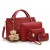 Women Red Color Four Piece Shoulder Hands & Key Bags Set 
