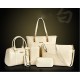 Worsely Cream 6 Piece Crocodile Pattern Ladies Hand bags Set 