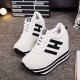 Thick Muffin Platform Laces Up Women Sneakers - White