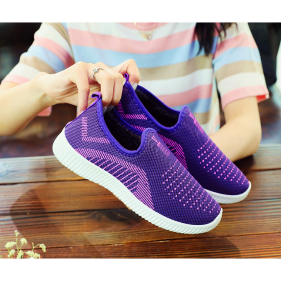 Sporty Magenta Slip On Purple Sneakers with Breathable Mesh image