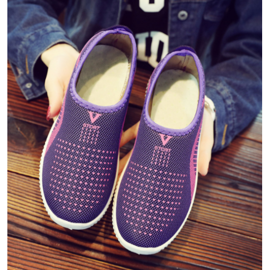 Sporty Magenta Slip On Purple Sneakers with Breathable Mesh image