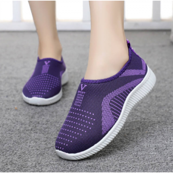 Sporty Magenta Slip On Purple Sneakers with Breathable Mesh image