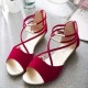 Elegant Strappy Red Wedge Sandals with Golden Accents image