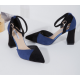 High Pointed Toe Suede Blue Heels Sandals