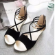 Summer Black Comfort Strap Solid Low-heeled Sandals