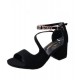 Formal Style Black High Heeled Beaded Buckle Sandals Shoes