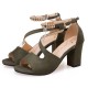 Formal Style Green High Heeled Beaded Buckle Sandals Shoes