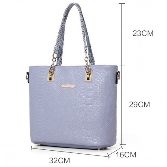 Grey Color 5 Piece Snake Pattern Ladies Hand bags Set