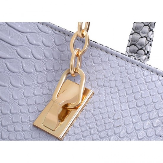 Cream Color 5 Piece Snake Pattern Ladies Hand bags Set