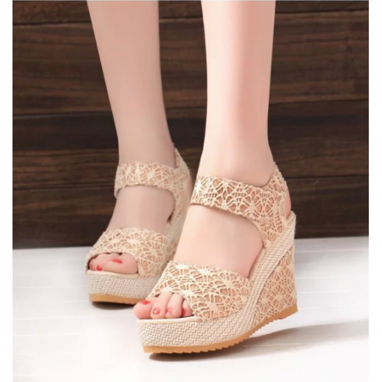 Elegant Lace Espadrille Wedges with Comfort Fit Design image