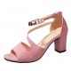 Formal Style Pink High Heeled Beaded Buckle Sandals Shoes