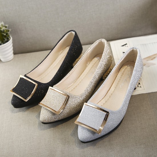 Dazzling Glittered Ballet Flats Silver Accents Perfect for Evening Elegance image