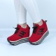 Thick Muffin Platform Laces Up Women Sneakers - Red