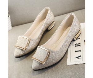 Dazzling Glittered Ballet Flats Golden Accents Perfect for Evening Elegance