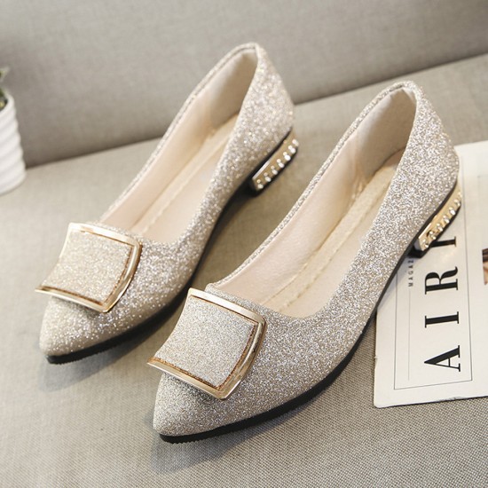 Dazzling Glittered Ballet Flats Golden Accents Perfect for Evening Elegance image