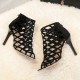 Elegant Lattice High Heels with Luxe Pointed Toe-Black image