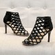 Elegant Lattice High Heels with Luxe Pointed Toe-Black image