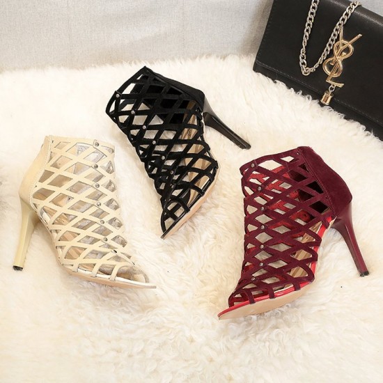 Elegant Lattice High Heels with Luxe Pointed Toe-Black image
