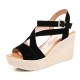 Versatile Espadrille Wedge Sandals with Cross-Strap Design Black image