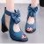 Elegant Blue Heeled Sandals Bow Accents for Sophisticated Evening Outfits