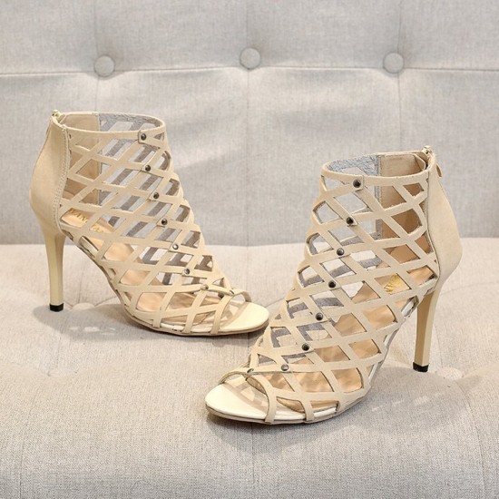 Elegant Lattice High Heels with Luxe Pointed Toe-Cream image
