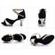 Elegant Black Sued Leather Sandals with Silver Accents and Straps image