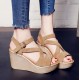 Versatile Espadrille Wedge Sandals with Cross-Strap Design Brown image