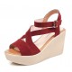 Open To Retro High Wedge Sandals - Red image