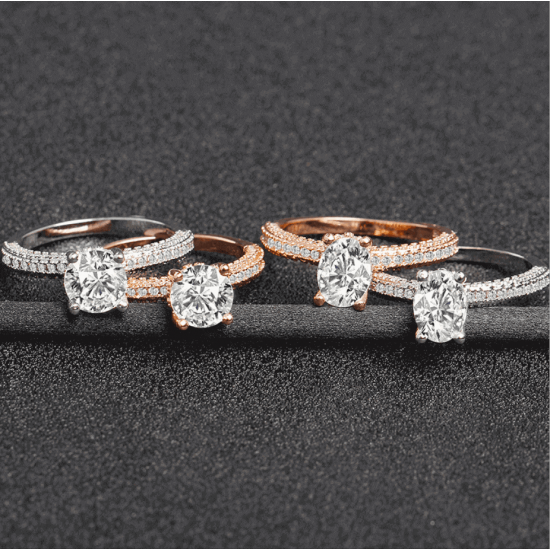 New Round Micro Diamonds Women Silver Rings image