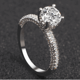 New Round Micro Diamonds Women Silver Rings