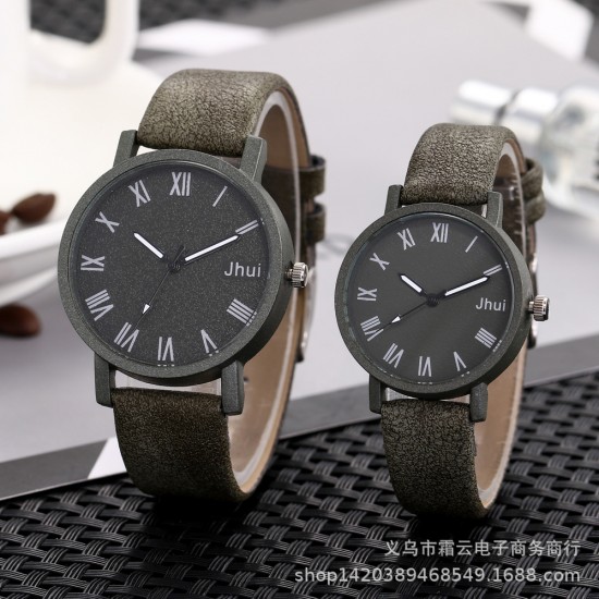 Roman Scales Simple Green Couple Watch image