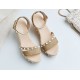 Glamorous Rhinestone Embellished T-Strap Wedge Sandals image