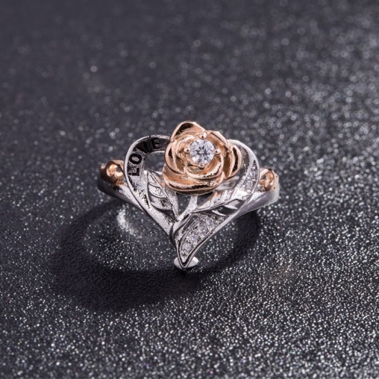 Flower Shaped Gold Plated Heart Ring image
