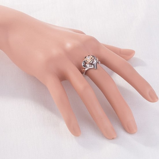 Flower Shaped Gold Plated Heart Ring image