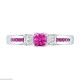 Silver Princess Cut Pink & White Sapphire Party Ring image