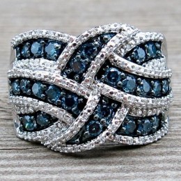 Woman Silver Blue Sapphire Cultured Fashion Ring