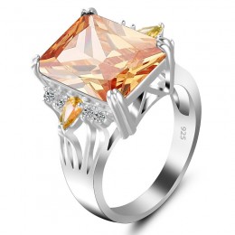 New Luxury Style Yellow Color Radiant Silver Party Ring