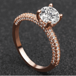 New Round Micro Diamonds Women Gold Rings