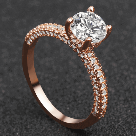 New Round Micro Diamonds Women Gold Rings image