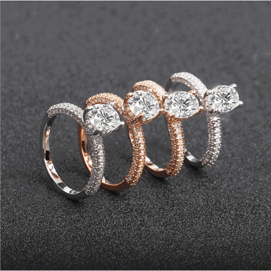 New Round Micro Diamonds Women Gold Rings image